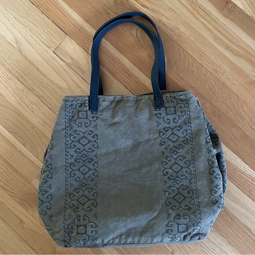 Free People Olive Green Patterned Tote